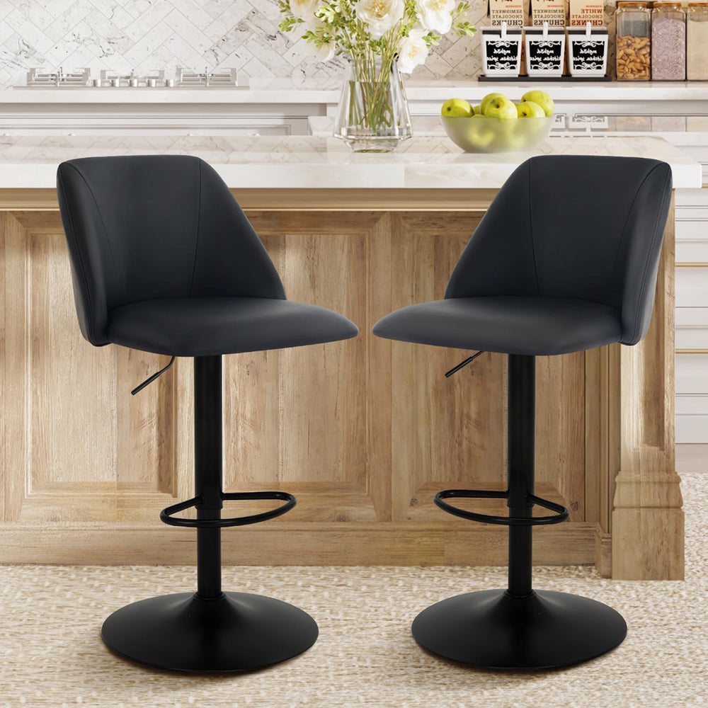 COLAMY Bar Stools Set of 4, Modern Swivel Bar Chairs, Adjustable PU Leather U...