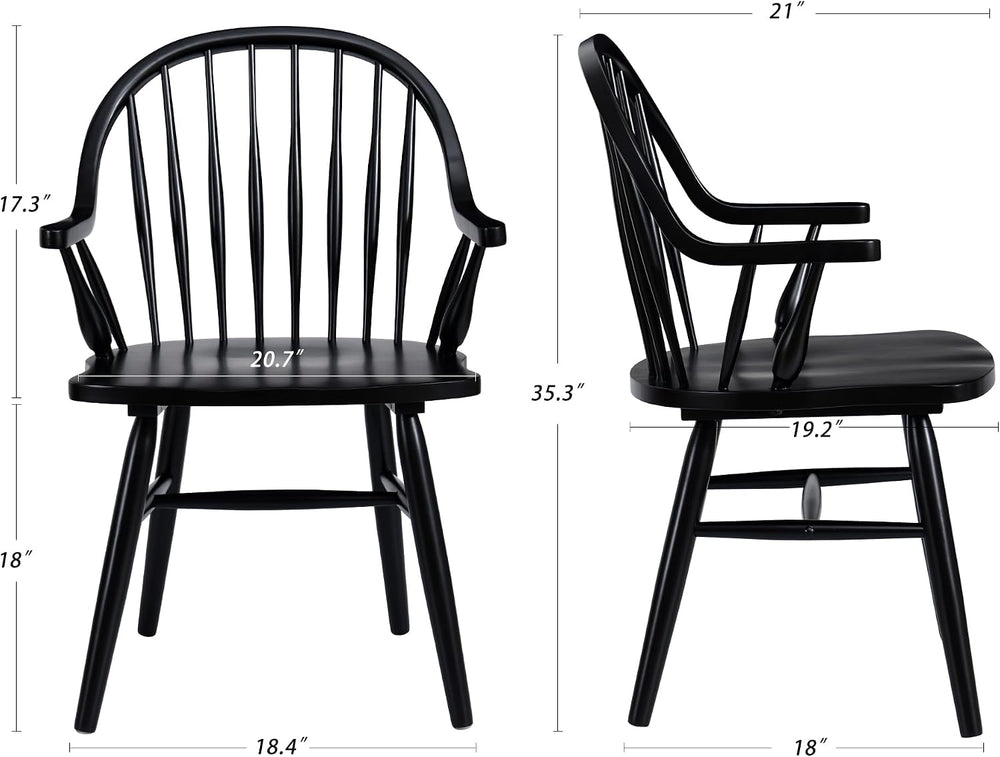 DUHOME Wooden Dining Chairs Set of 4,Spindle Back Dining Chair with Arms