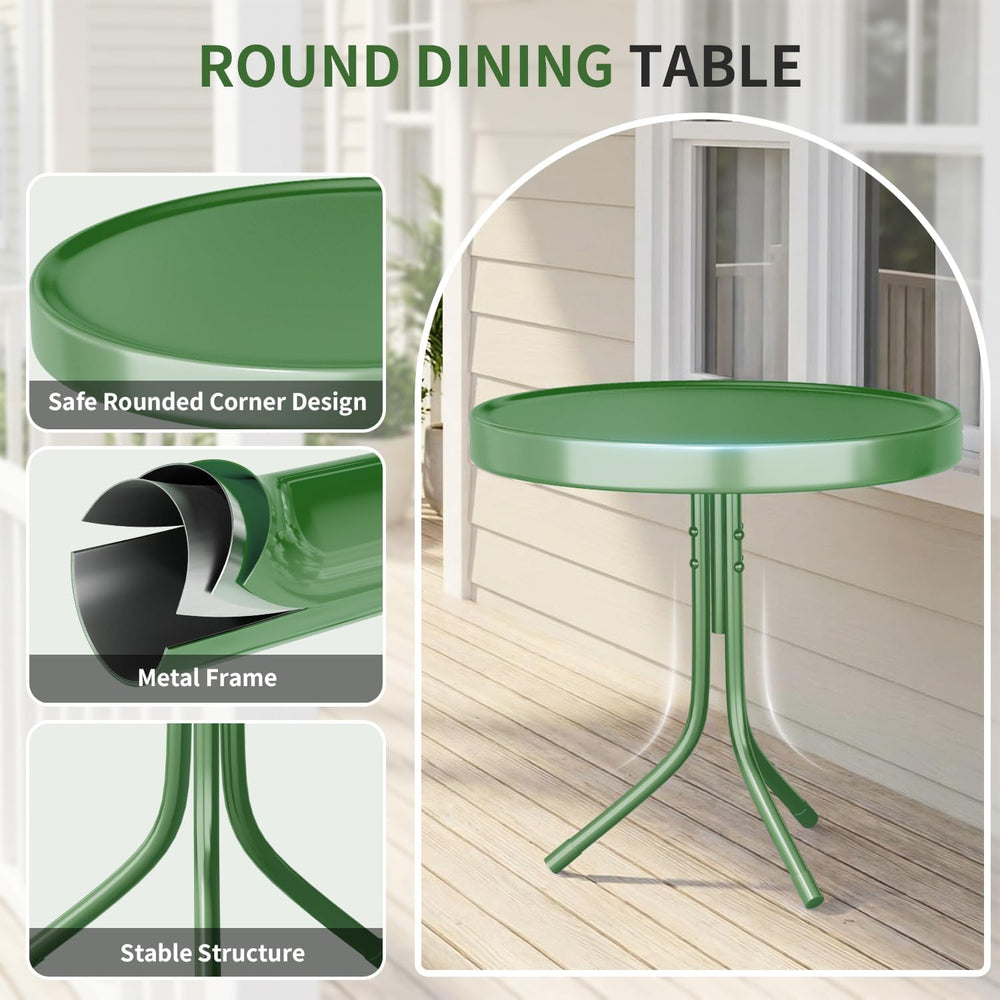Outdoor 3-Piece Metal Bistro Set, Patio Conversation Set of 2,Green