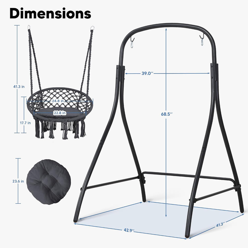 SUNCREAT Hammock Chair with Stand Included, Heavy Duty Hanging Chair with Sta...