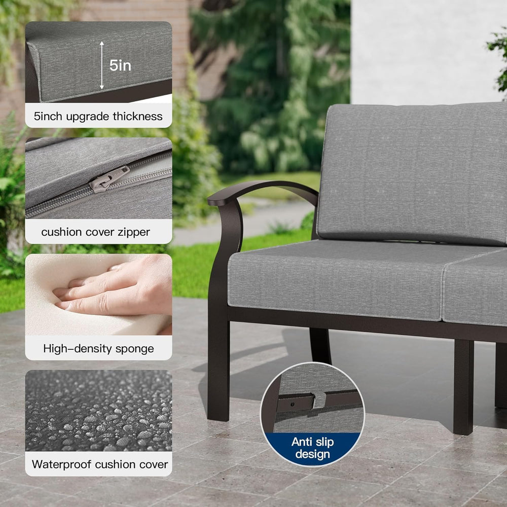 Kullavik Aluminum Outdoor Patio Furniture Set with 5.1'' Thick Cushions