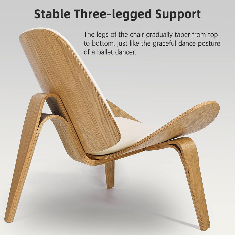 Hans Wegner Style Chair, Simple and Modern Leather Shell Chairs with Padded S...