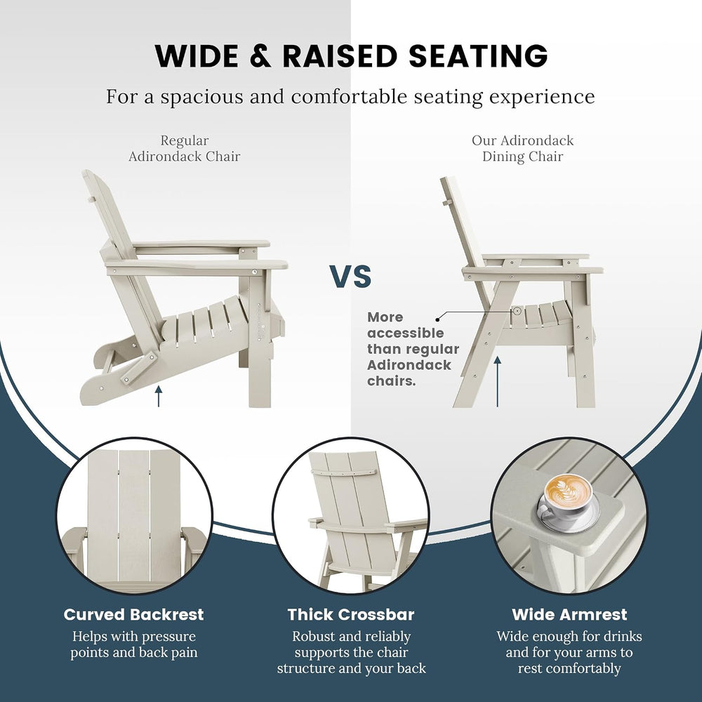 HDPE Shoreside Modern Curveback Adirondack Dining Chair,Sand