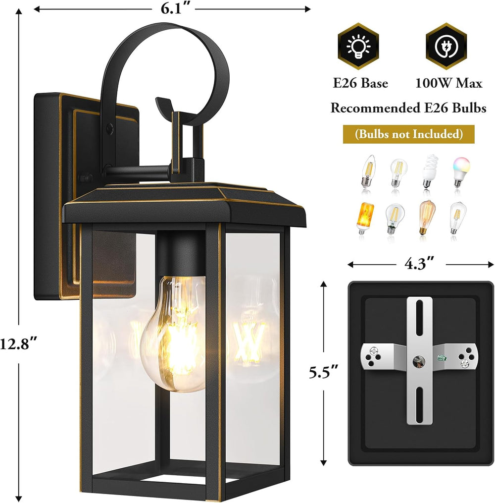 BesLowe 2-Pack Outdoor Wall Light Fixtures, Modern Porch Sconces, Bronze