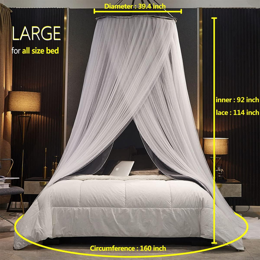 Kertnic Luxurious Bed Canopy for Girls & Adults - Double Layer Princess C...