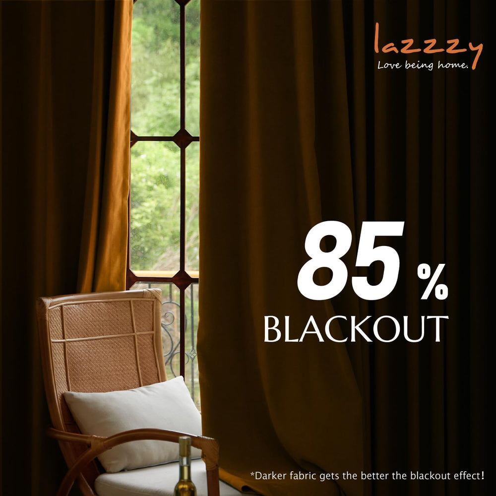 Lazzzy Gold Brown Blackout Velvet Curtains 84 Inch Length Pinch Pleated Therm...
