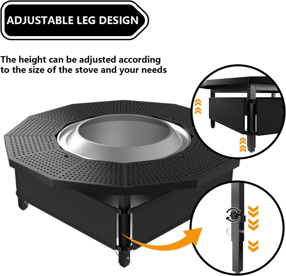 Fire Pit Surround Tabletop for Solo Stove Bonfire Ranger 2.0, with Coated Ste...