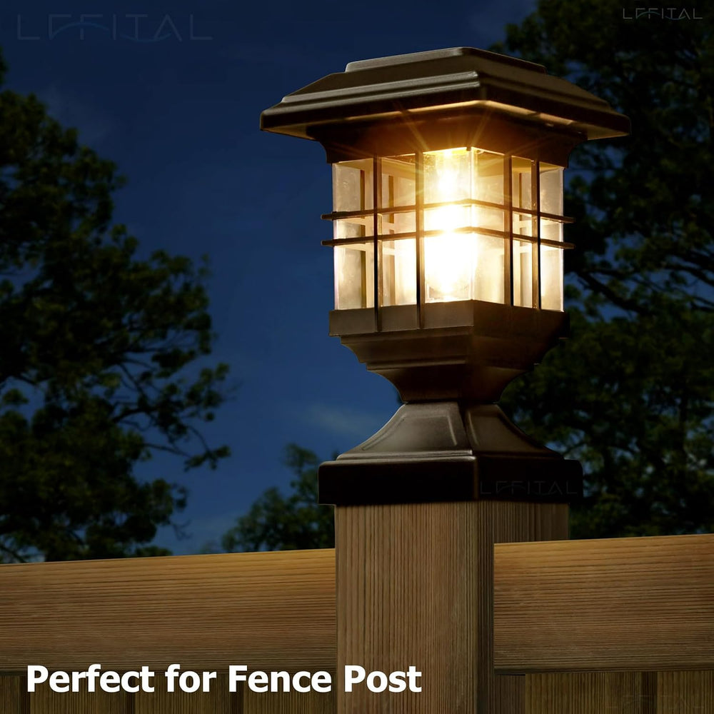 4x4 Post Solar Lights Solar Post Cap Lights Outdoor Metal 4 Pack