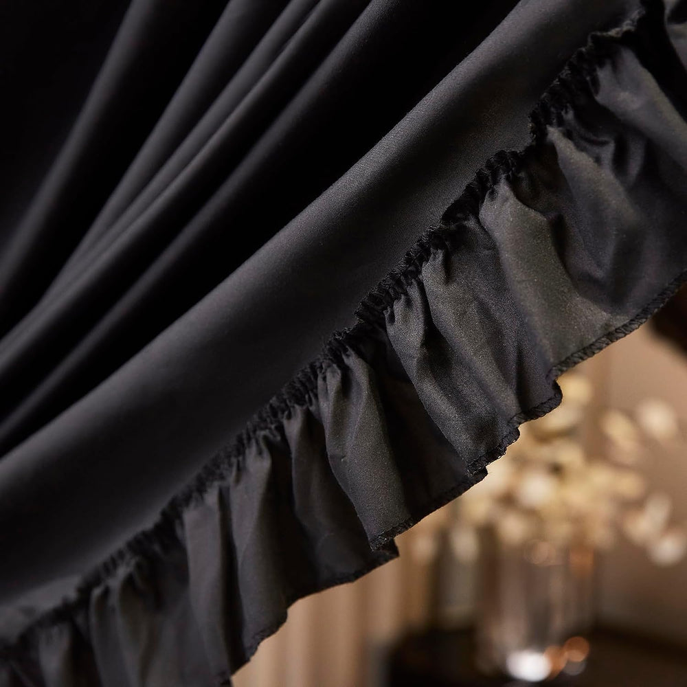 Mengersi Black Canopy Bed Curtains Queen Size,Royal Breathable Lightweight Pr...