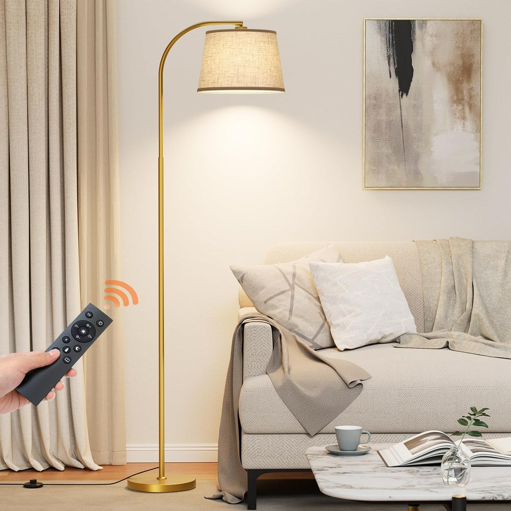 Karjoefar 64" 3 Color Dimmable Gold Arc Floor Standing Lamp with Remote