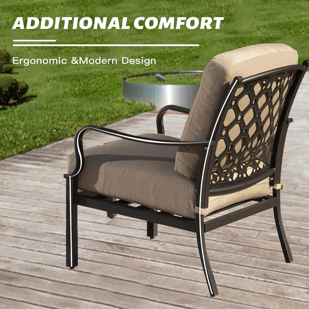 Domi Patio Conversation Set 4 Pieces, Metal Outdoor Patio Furniture with Coff...
