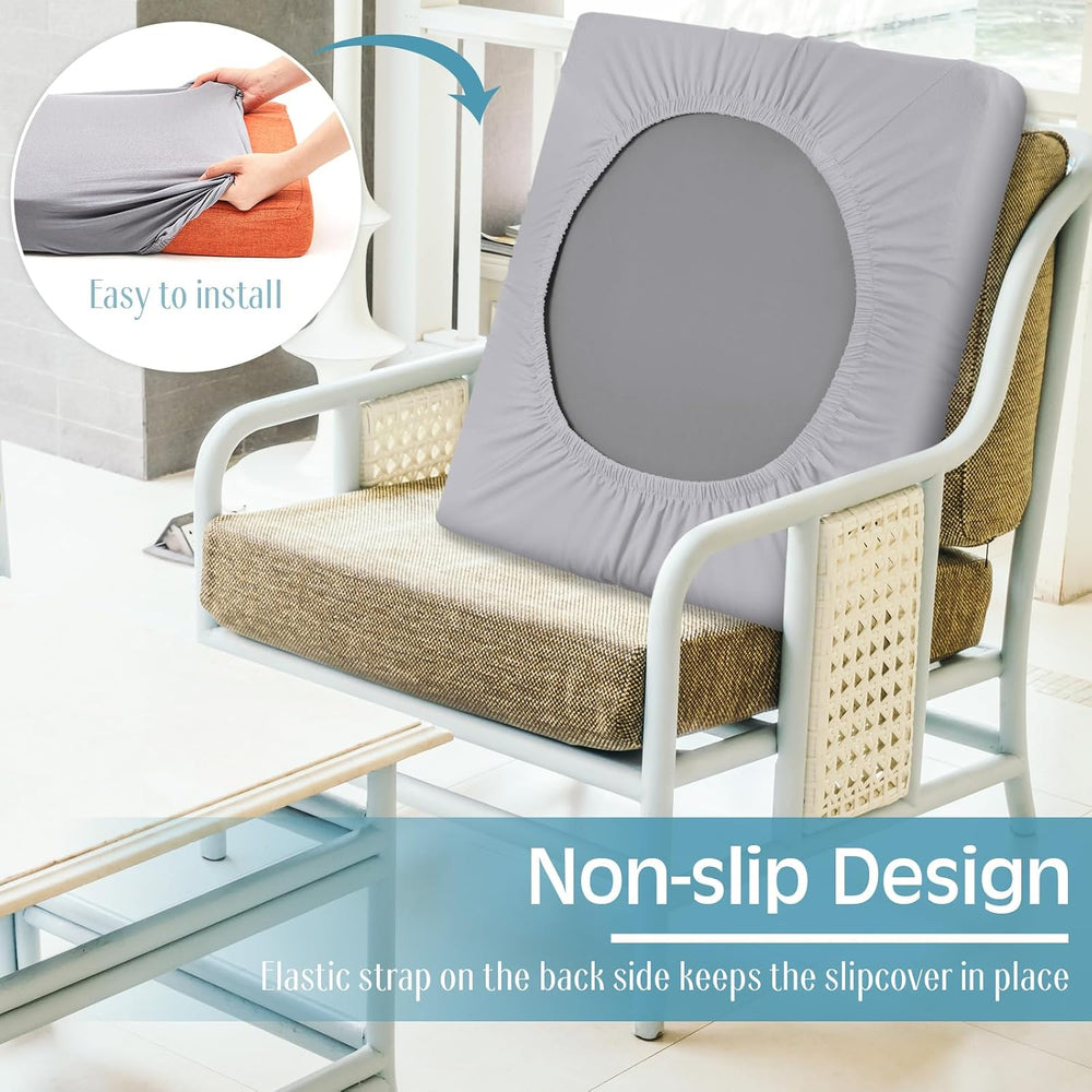 Newwiee 12 Pc Patio Stretch Cushion Covers,Light Gray,Moroccan and Solid