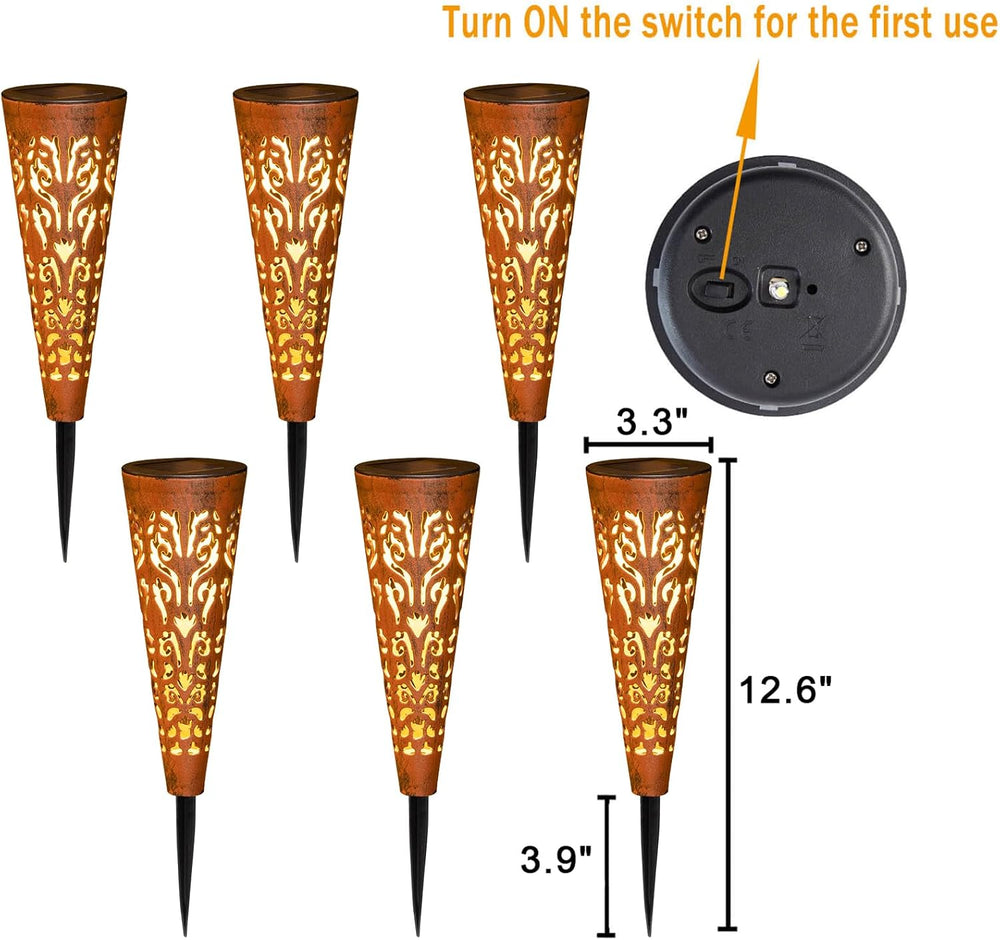 Go2garden 6Pcs Garden Solar Lights Outdoor Stakes Decorative Lighting for Yar...