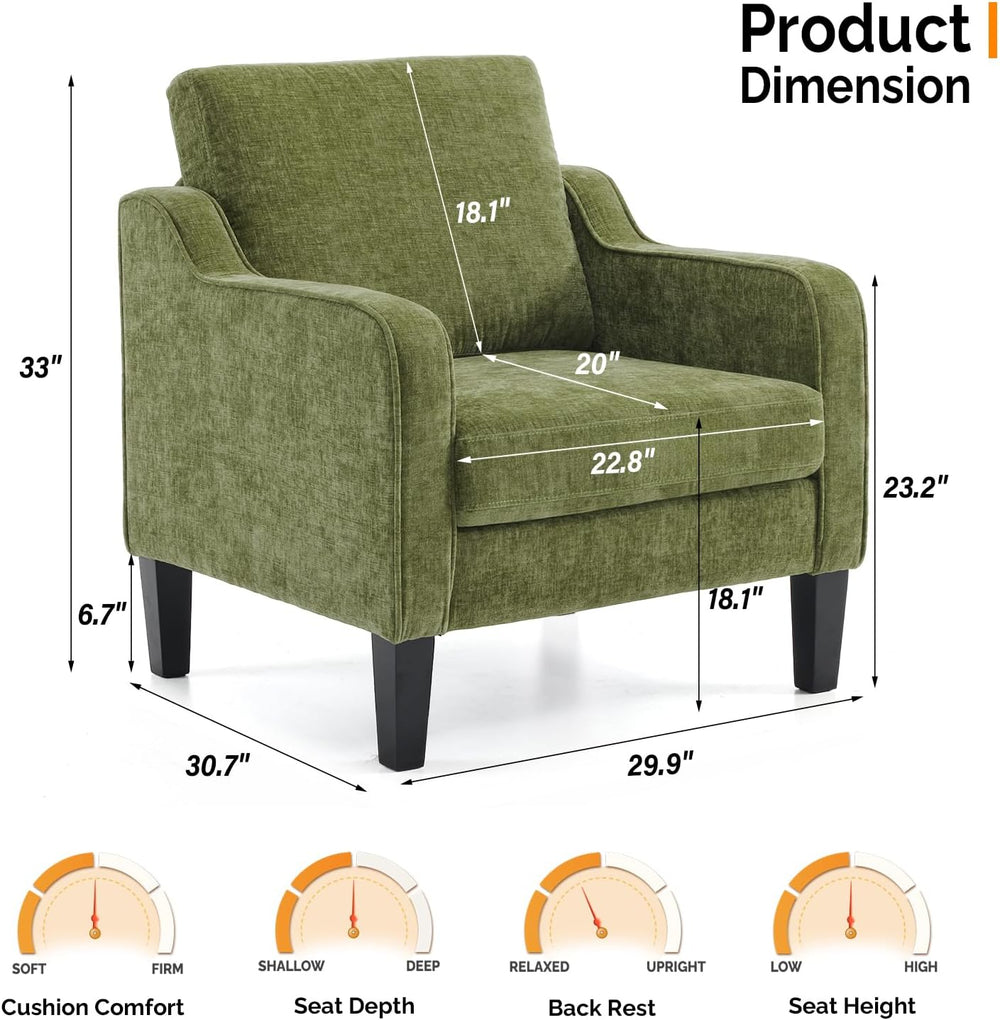 VINGLI Olive Green Accent Chair, Upholstered Armchair for Living Room
