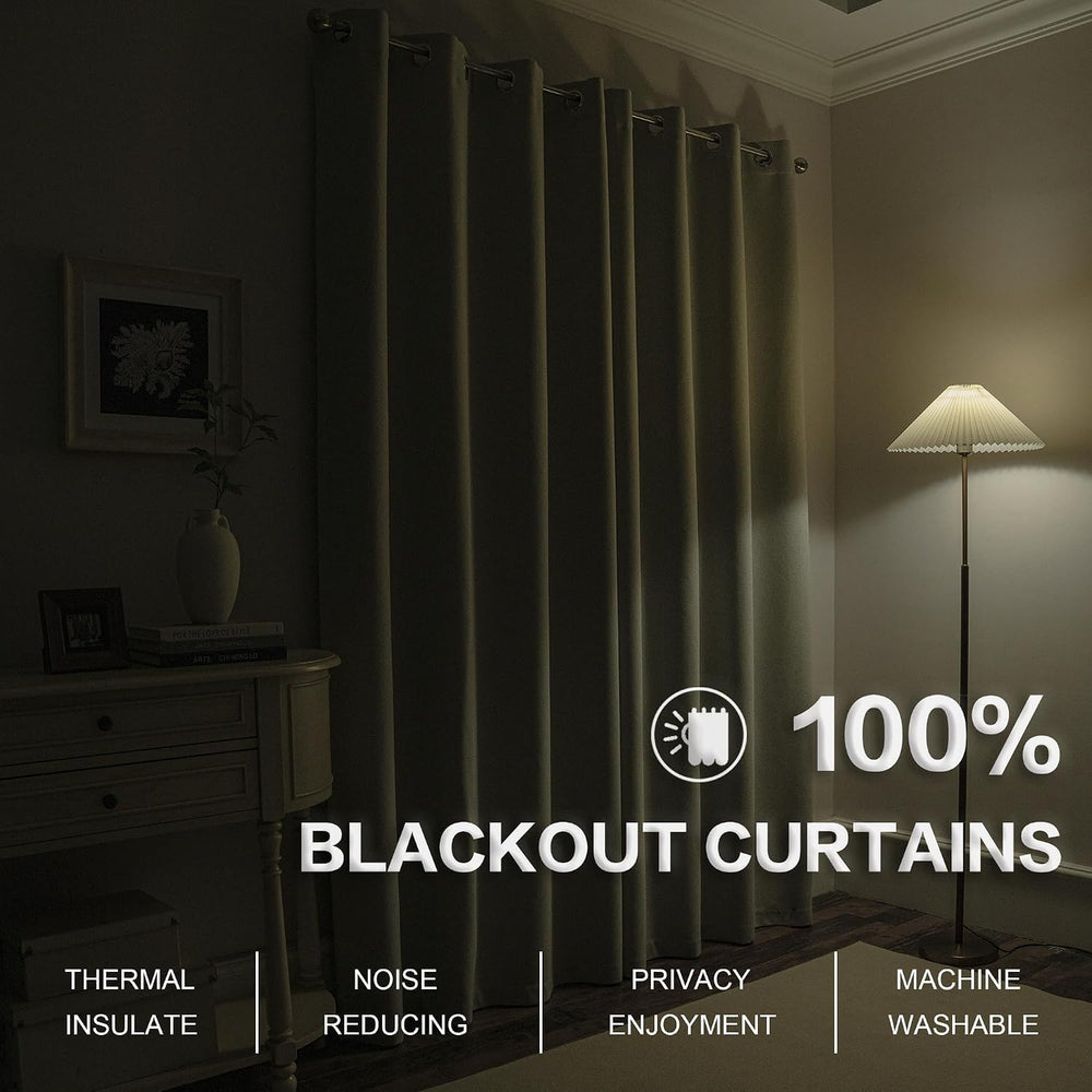 KEQIAOSUOCAI Light Grey 100% Blackout Linen Curtains 80 Inches Long 2 Panels ...