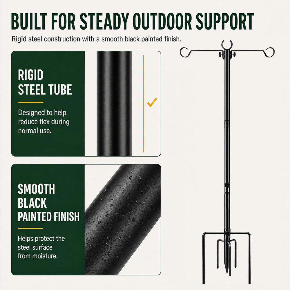 4 Pack Outdoor String Light Poles 10 ft with Detachable Side Crossbars