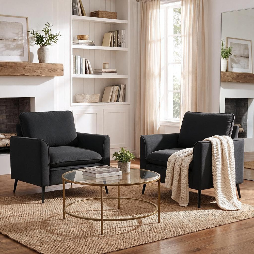 YISHENG Mid-Century Modern Living Room Accent Chairs Set of 2 - Oversized Fau...
