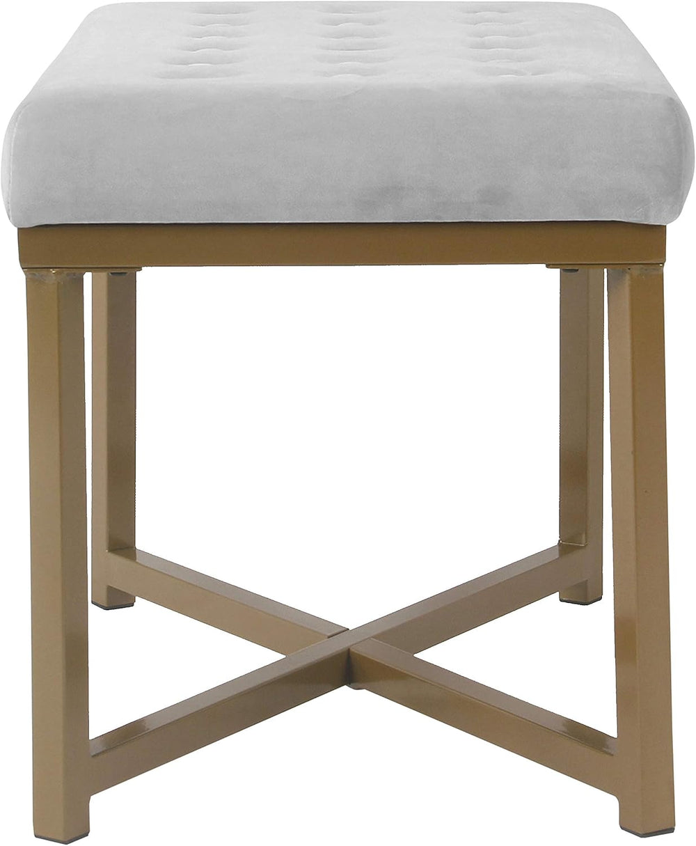 HomePop 24" Tufted Velvet Ottoman Bench - Silver