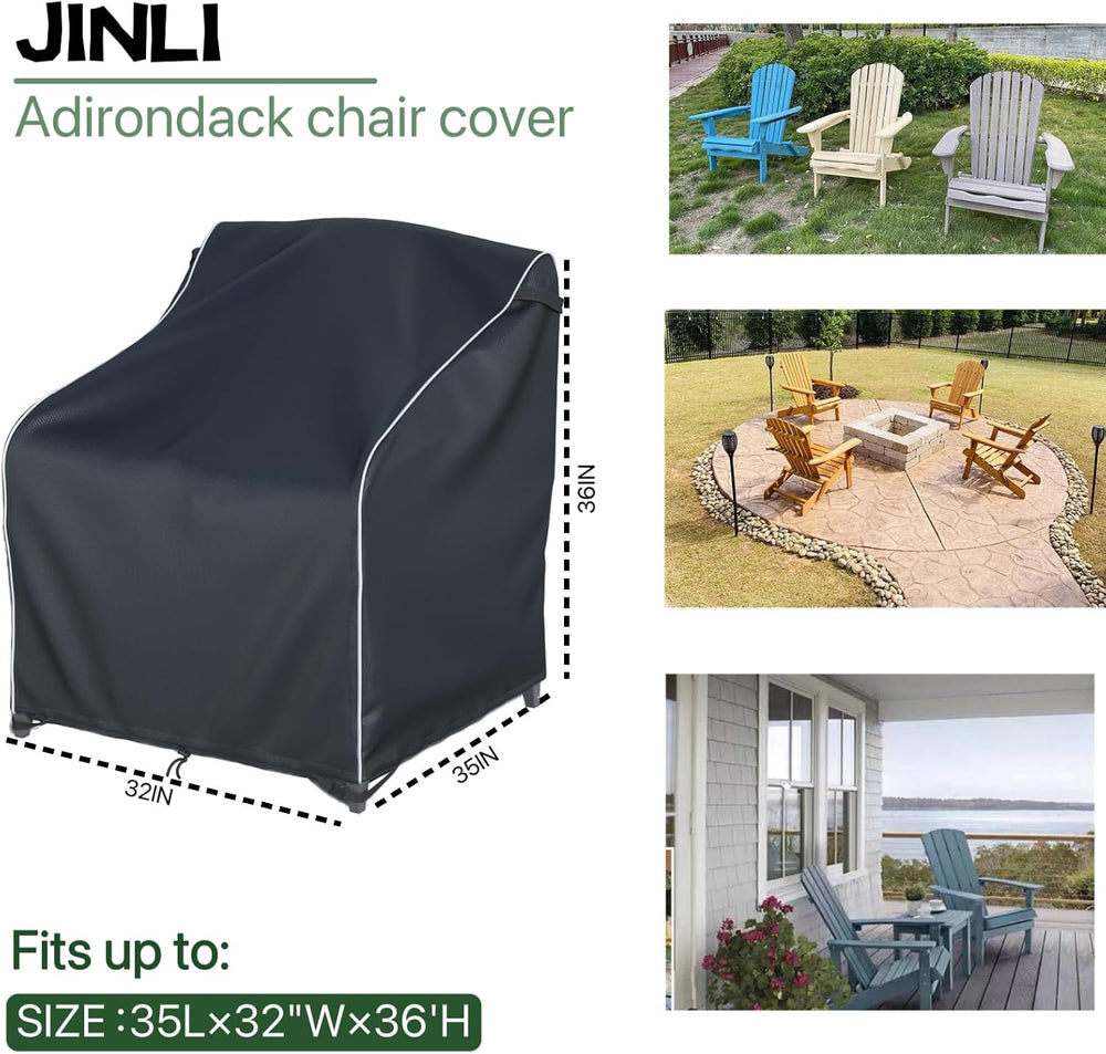 JINLI Waterproof Patio Adirondack Chair Cover 4-piece Set, Lawn/Garden Outdoo...