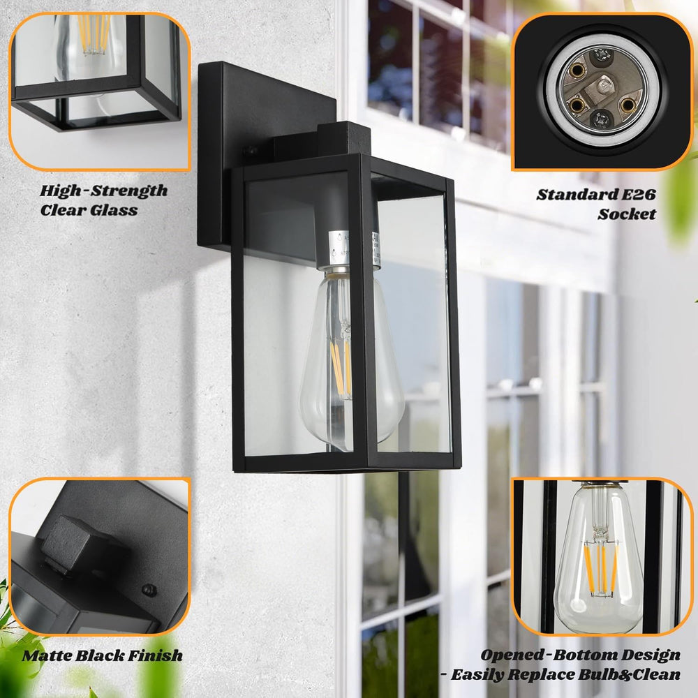 4 Pack Outdoor Light Fixtures, Black Exterior Light Wall Mount, Aluminum Porc...