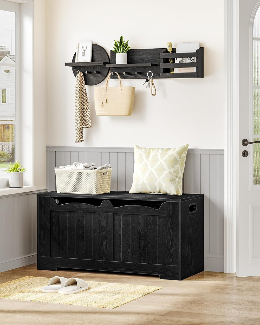 Hzuaneri 43" Farmhouse Storage Chest | 55 Gal | 330lb Seat | Espresso Black
