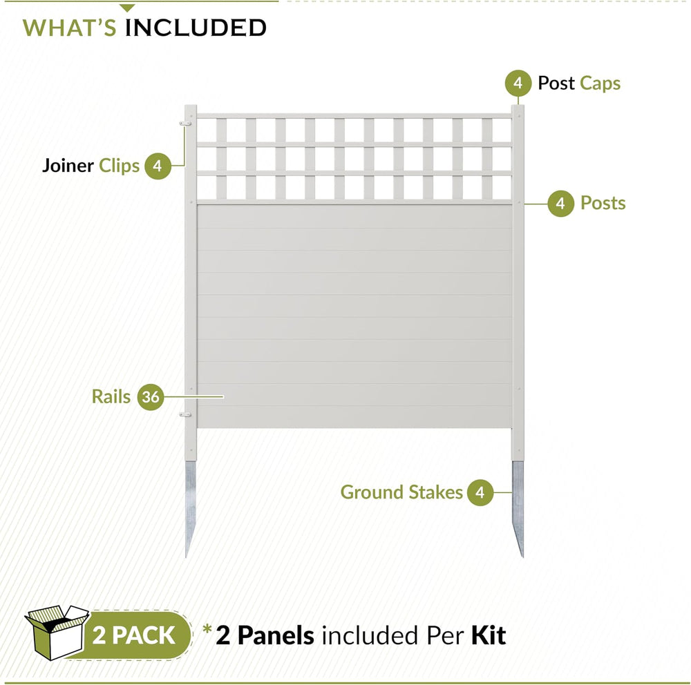 Zippity Keswick Privacy Screen and Fence, White Vinyl DIY No Dig Kit