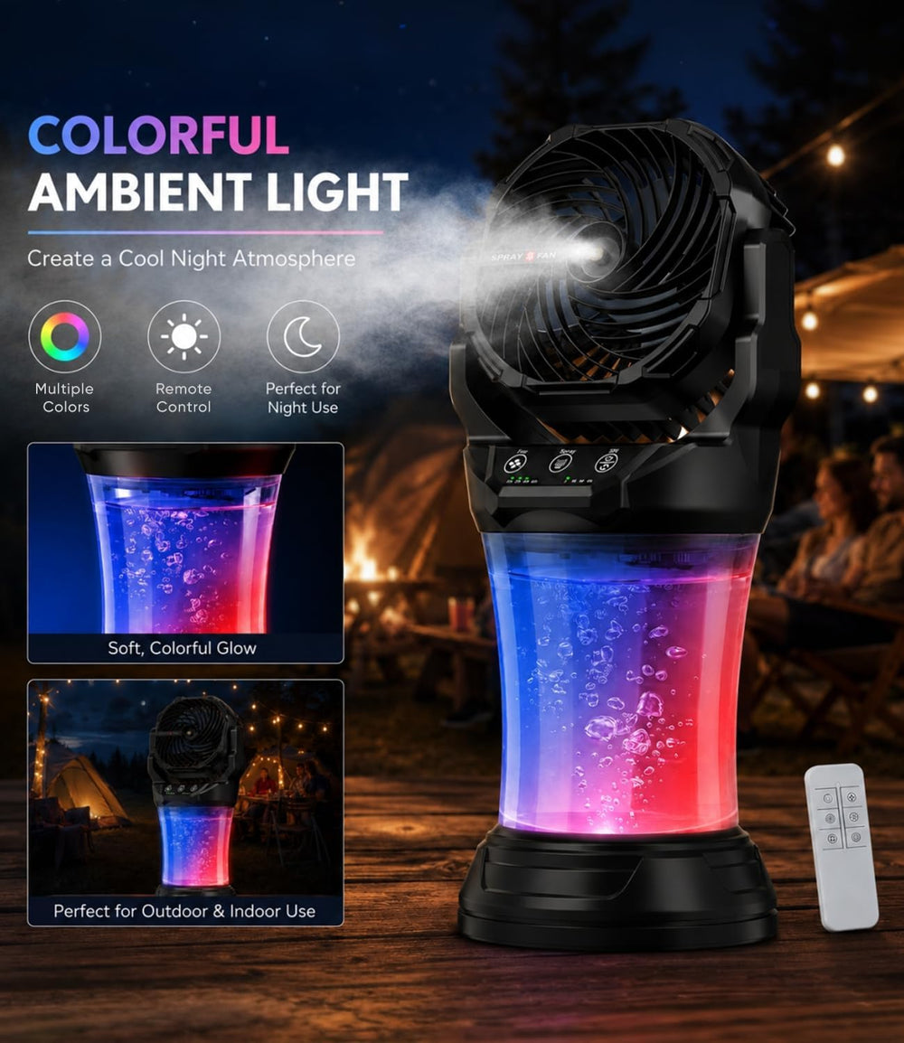 Misting Fan for Outside, Mister Fan with Remote & RGB Lights, 2L Tank &am...