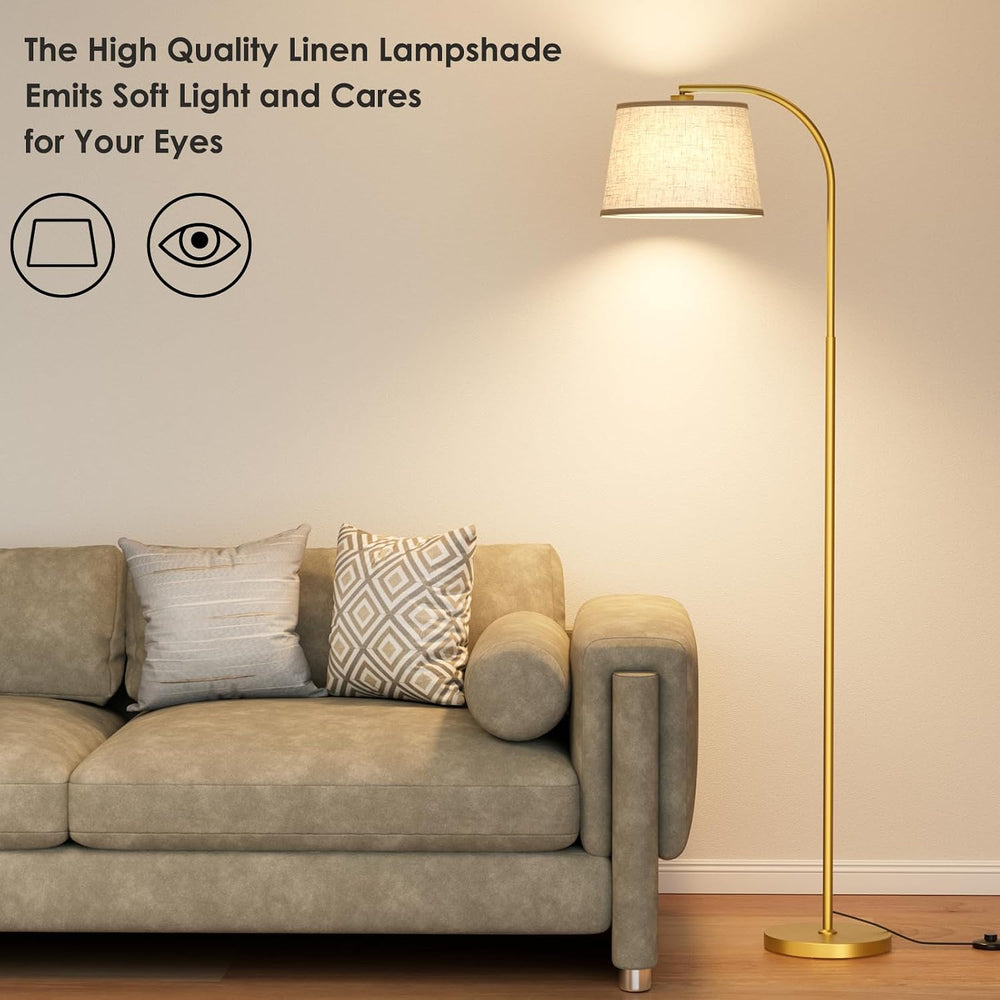 Karjoefar 64" 3 Color Dimmable Gold Arc Floor Standing Lamp with Remote