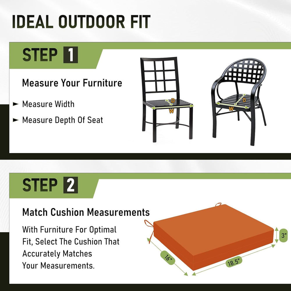 Basic Beyond Outdoor Chair Cushions Set of 6, Square Corner Outdoor Cushions ...