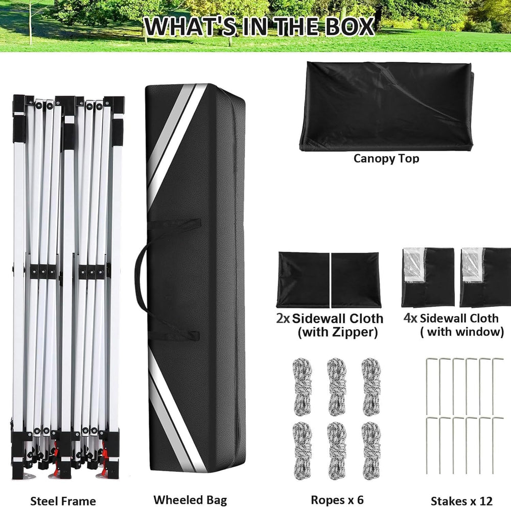COBIZI 10x20 Pop Up Canopy Tent with Sidewalls, Waterproof Commercial Outdoor...