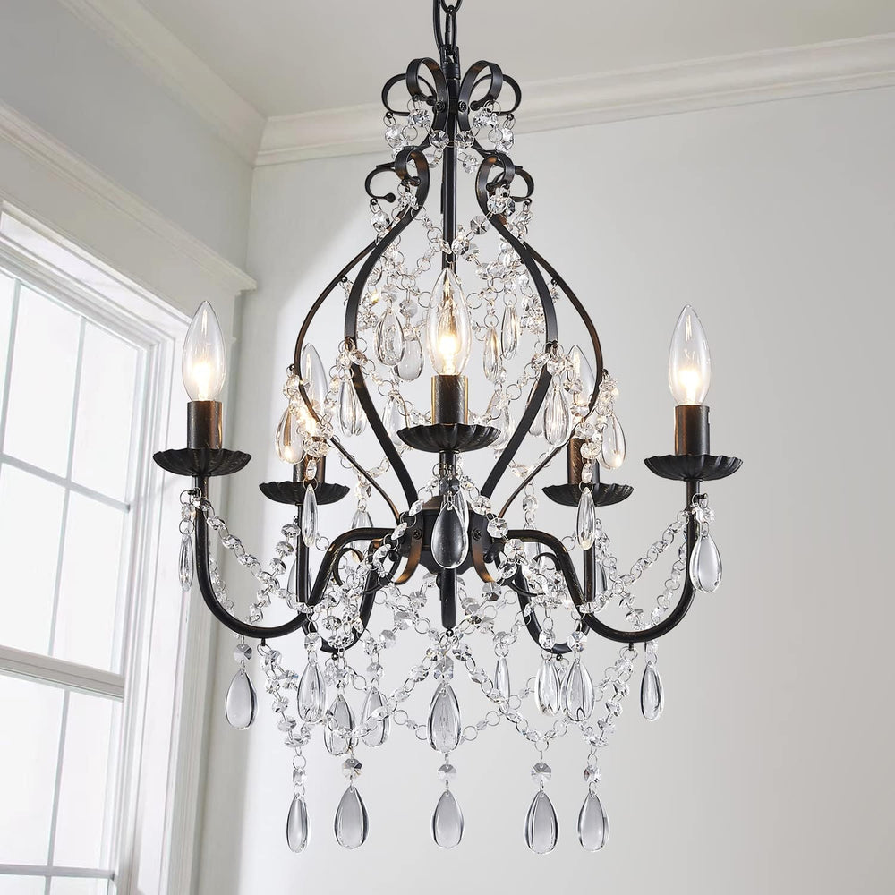Saint Mossi 5-Lights Crystal Chandelier, Farmhouse Pendant Light Fixtures, H2...