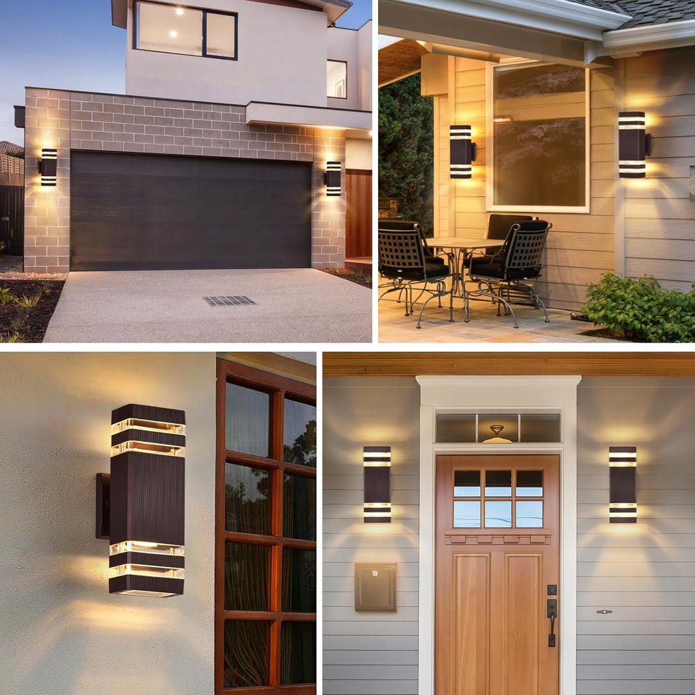 DASTOR 4 Pack Outdoor Wall Lights, Brown Exterior Lighting Fixtures Wall Moun...