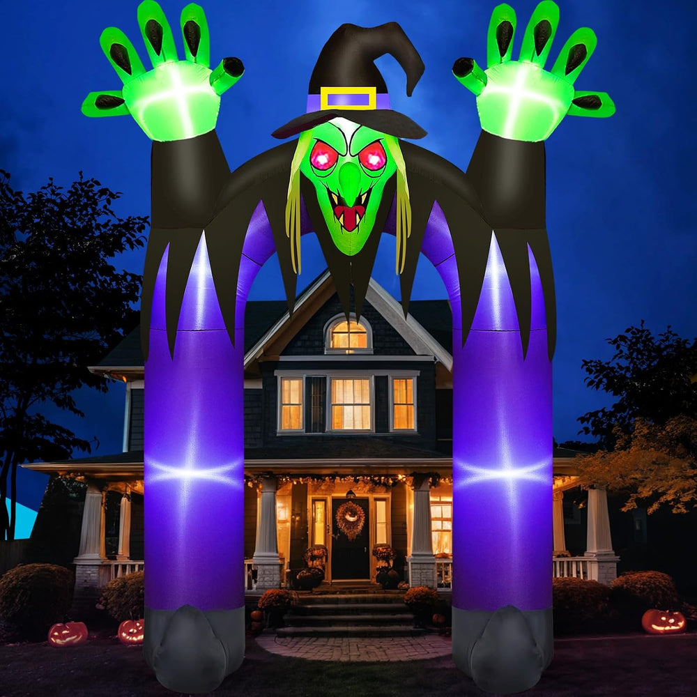 Danxilu 10FT Tall Halloween Inflatables Witch Archway Outdoor Decorations