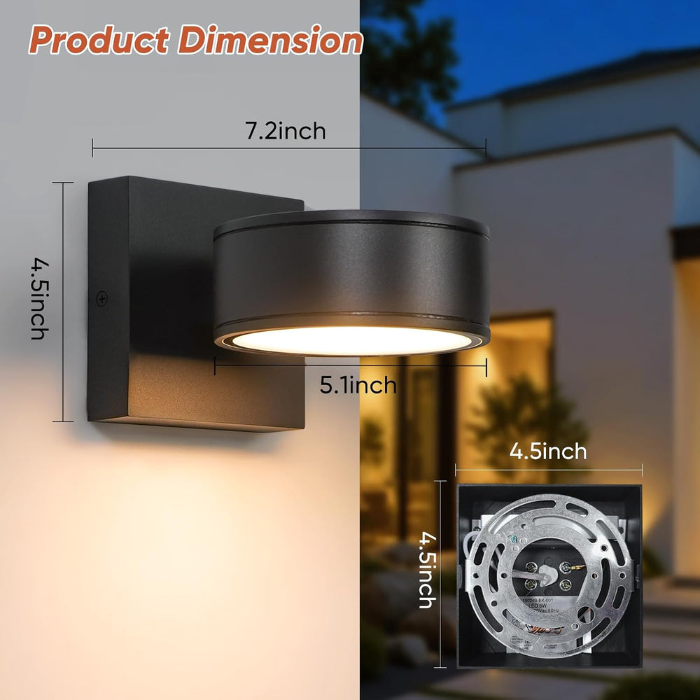 Fire Wolf Aluminum LED Outdoor Wall Light, Modern Black 3000K Outdoor Wall Sc...