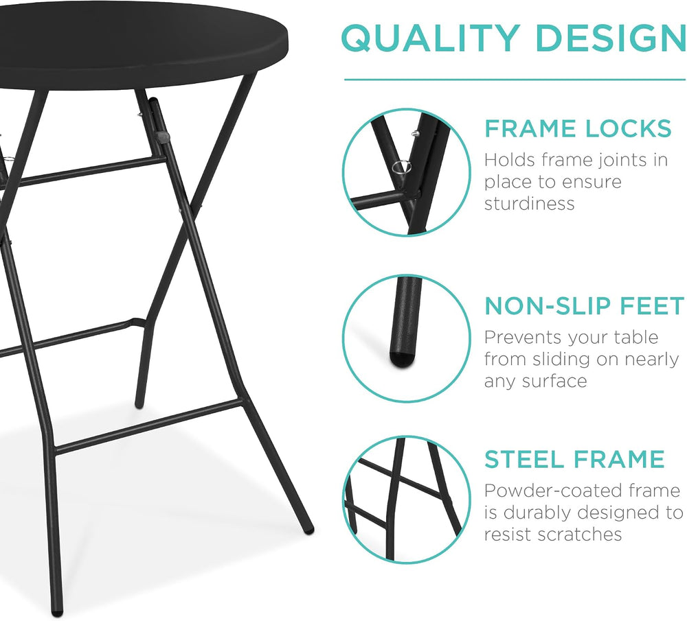 Best Choice Products 32in Bar Height Folding Table, Round Indoor Outdoor Acce...