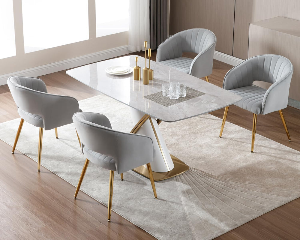 KCC Modern Dining Chairs Set of 6, Velvet Chair for Living Room,Gray