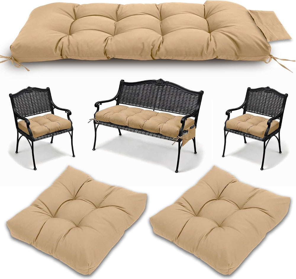 Yddsky 3Pcs Wicker Chair Cushion Sets for Patio Furniture,Khaki,47*19*4'&...