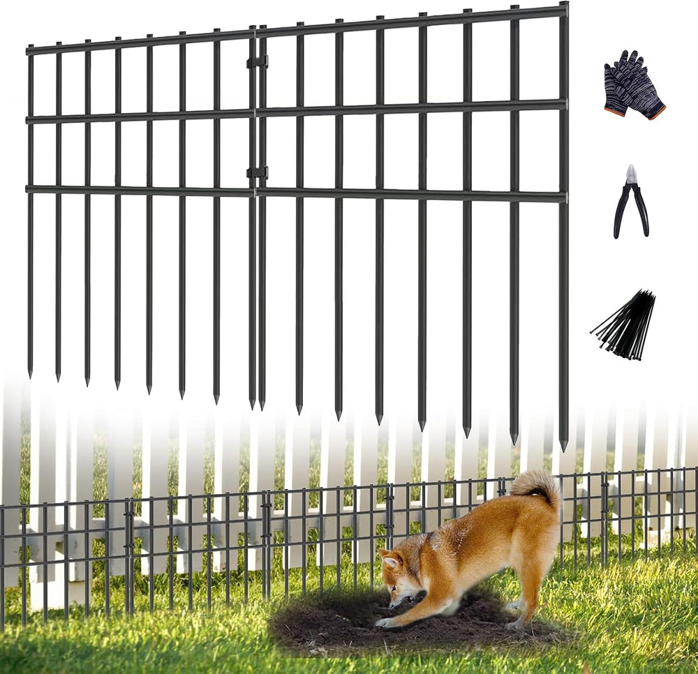 25 Pack Garden Animal Barrier Fence, 17in (H) X 27ft (L) No Dig Fence, Rustpr...