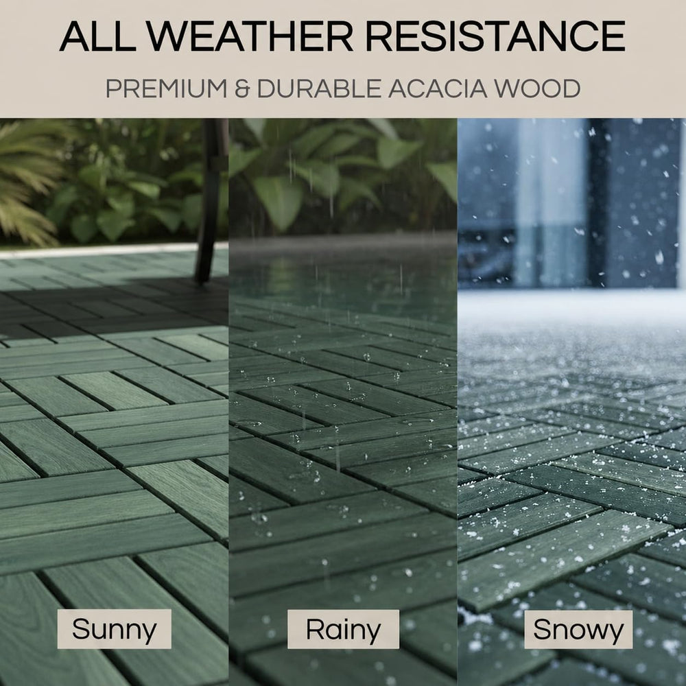 THYOI Premium Deck Tiles, 10 Pcs Patio Flooring - Knysna Green - Crossed