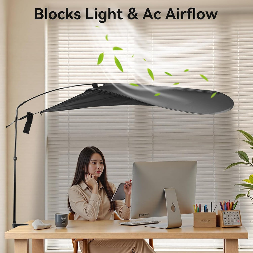 61" Office Cubicle Desk Shade, Adjustable Light Block Privacy Canopy Lea...
