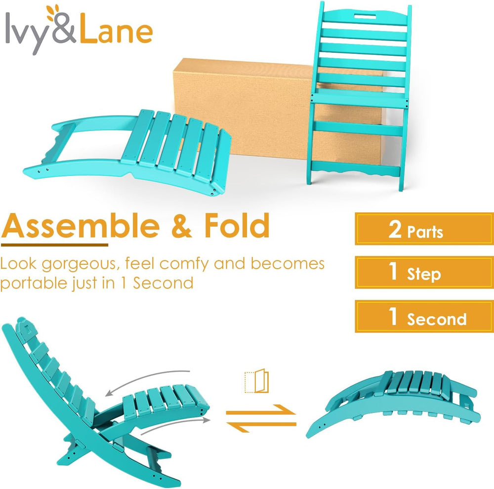 IVY&LANE Portable Xavier-Chairs Set of 2 | Folding-Adirondack-Chair | Wav...