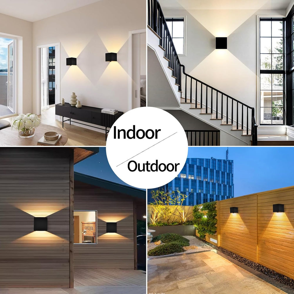 Mille Lucciole 12W 2Pack Outdoor Wall Lights Exterior/Interior,LED Black Outd...