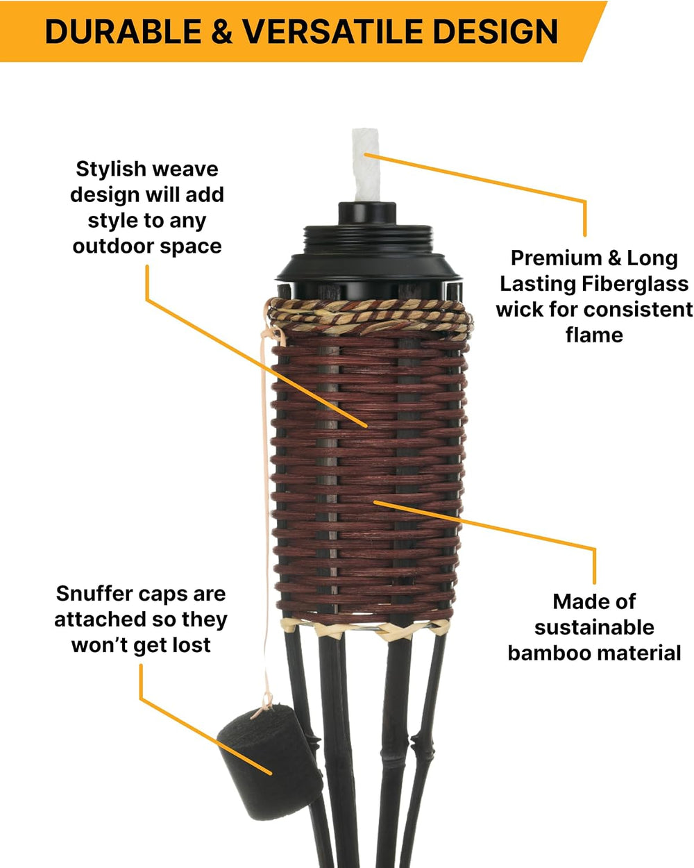 Backyadda Bamboo Torches for Outside, Compatible with All Tiki Torches Fuels,...