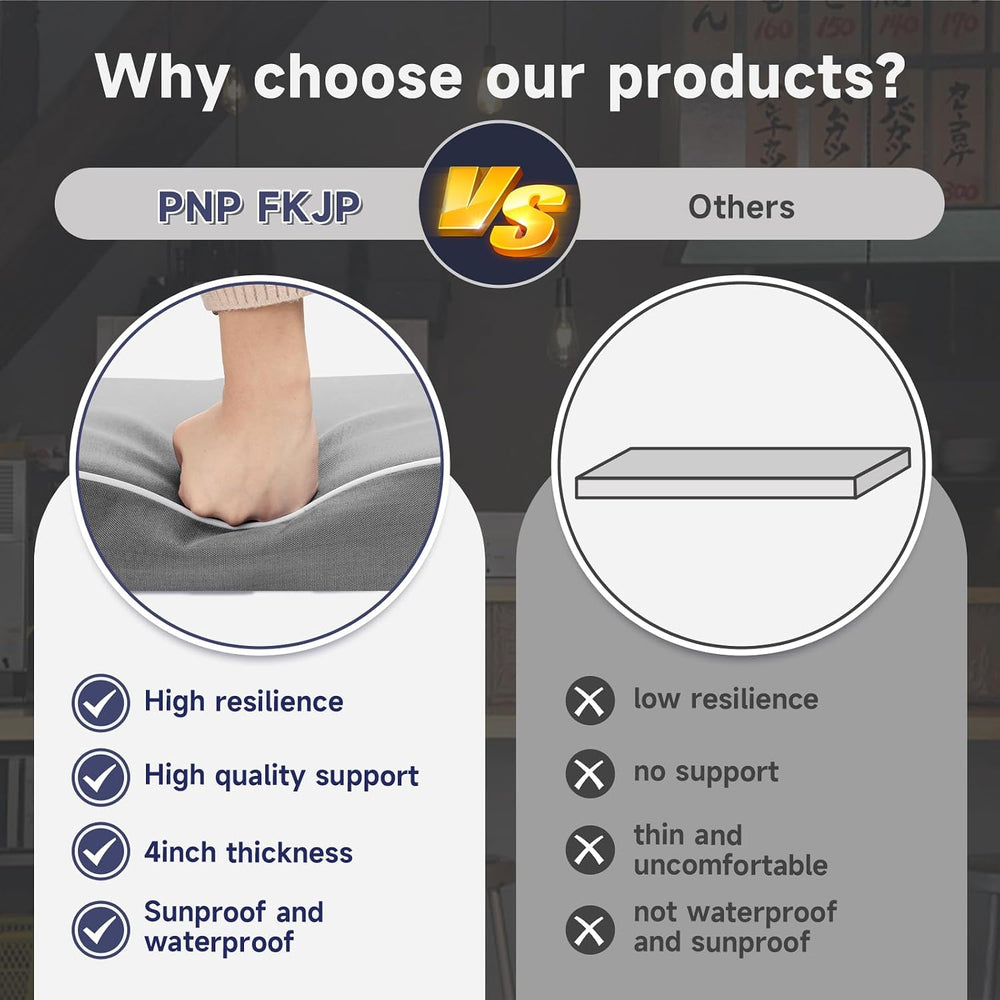 PNP FKJP Outdoor Chair Cushions 20x20x4 Inch Set of 2, Light Gray