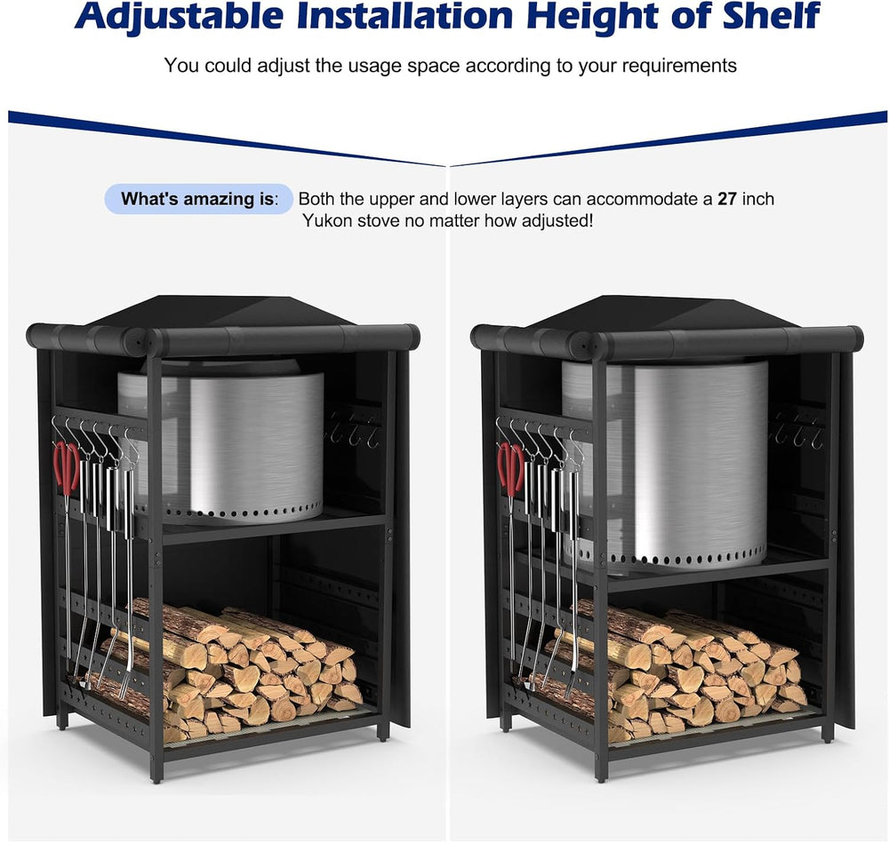 Storage Station for Solo Stove Bonfire, Yukon, Ranger, Firewood Rack Outdoor ...