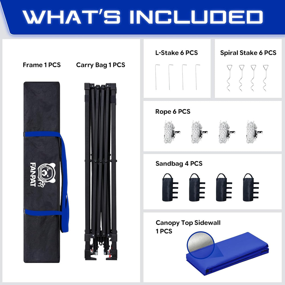 FANPAT 10x10 Pop Up Canopy Tent, Instant Portable Shelter, Blue 10x10