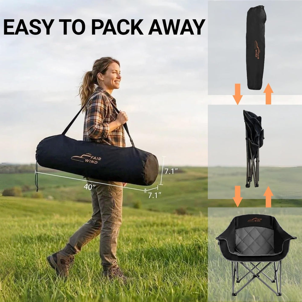 FAIR WIND 2 Pack XL Oversized Padded Camping Chair Heavy Duty for Adults