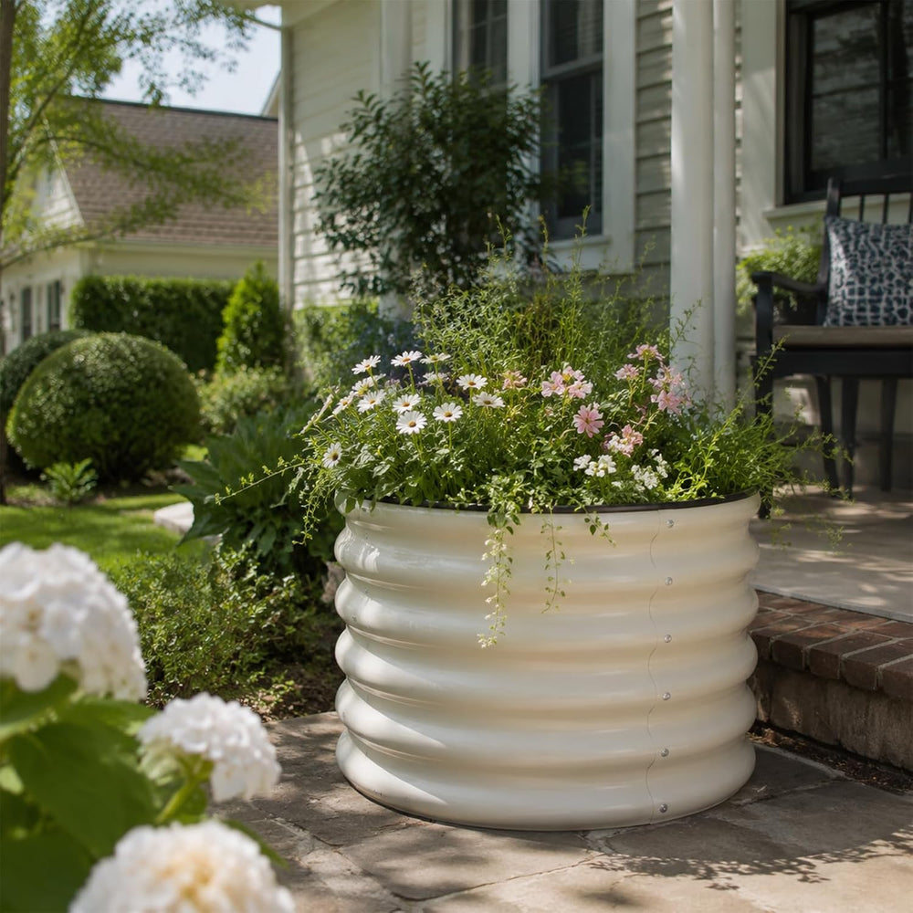 SnugNiture Raised Garden Bed, 2×2×1.5ft Round Galvanized Outdoor Planter Box,...