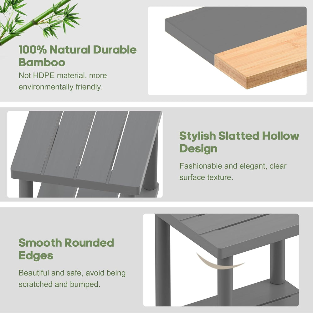 Outdoor Side Table with 2-Tier, Bamboo Small Patio Adirondack Tables