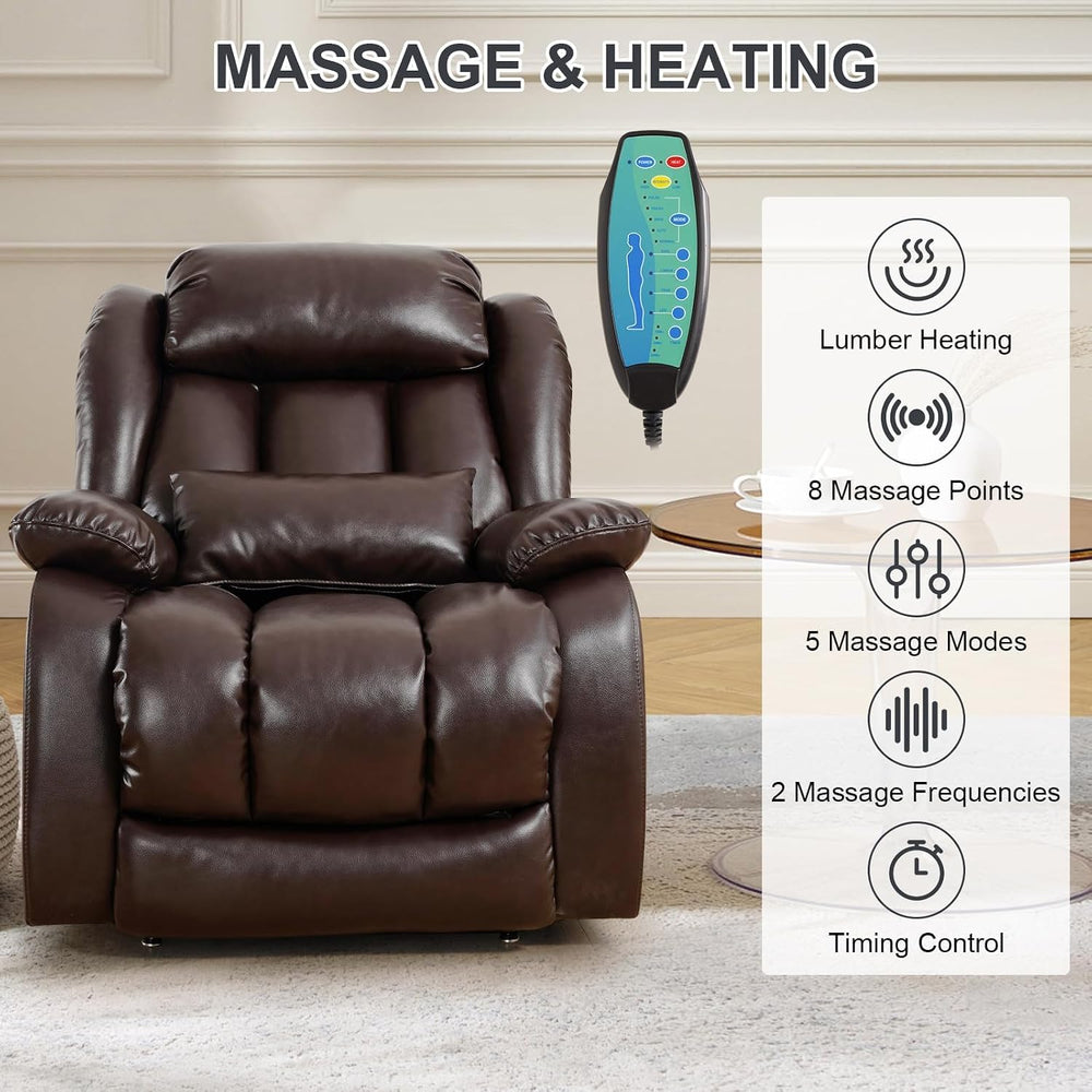 EDILLY X Large Genuine Leather Power Lift Recliner Chairs for Elderly
